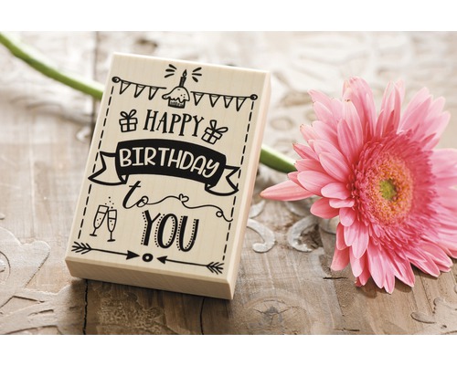 Holzgeschenkbox mit Geburtstagsmotiv und Gerbera