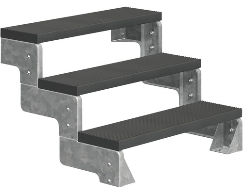 Escalier extérieur Pertura Tallis sans balustrade 3 pas de marche Trimax 100 cm anthracite Escalier extérieur Pertura Tallis sans balustrade 3 pas de marche Trimax 100 cm anthracite
