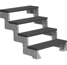 Treppe mit vier Stufen und verzinktem Stahlrahmen