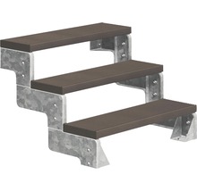 Dreistufige Treppe mit Metallrahmen und Kunststoffstufen