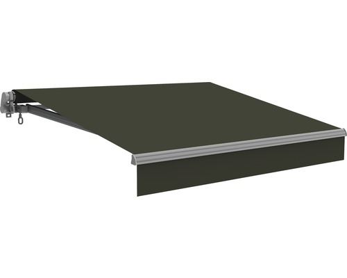 Store banne à bras articulé 2x1,5 tissu uni gris avec effet lotus châssis RAL 9006 blanc aluminium Store banne à bras articulé 2x1,5 tissu uni gris avec effet lotus châssis RAL 9006 blanc aluminium