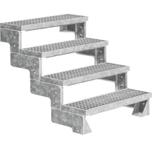 Treppe aus verzinktem Stahl mit vier Stufen