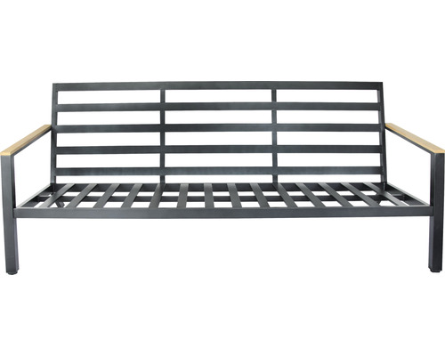 Banc de jardin avec cadre en métal et accoudoirs en bois