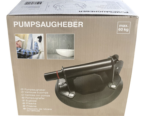 Verpackung eines Pumpsaughebers mit einer maximalen Traglast von 60 Kilogramm