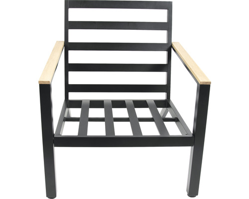 Fauteuil de jardin avec accoudoirs en bois et cadre en acier