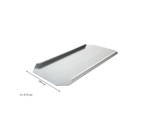 Rebord de fenêtre en acier inoxydable d''une longueur de 290 millimètres et d''une épaisseur de 0,75 millimètre