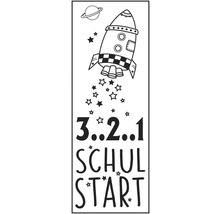 Graphique pour la rentrée scolaire avec fusée, planète et étoiles