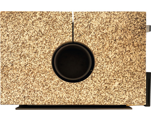 Kaminverkleidung mit Granitstruktur und Rohrdurchführung