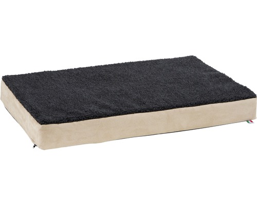 Matelas mousse à mémoire de forme 75x115 cm beige-anthracite Panier rectangulaire pour chien avec surface de couchage moelleuse