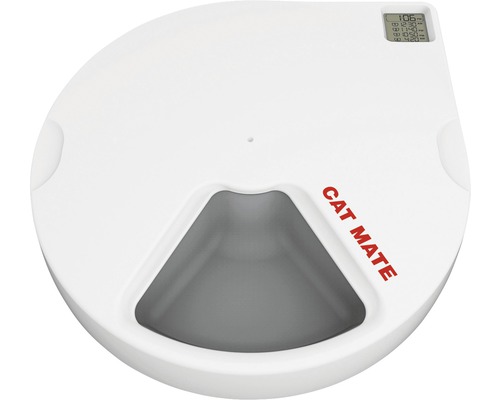 Distributeur automatique de nourriture CAT MATE C500 Ø 29 cm blanc Distributeur de nourriture blanc avec affichage numérique et l''inscription CAT MATE.