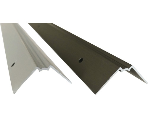 Zwei Winkelschienen aus Metall mit Befestigungslöchern