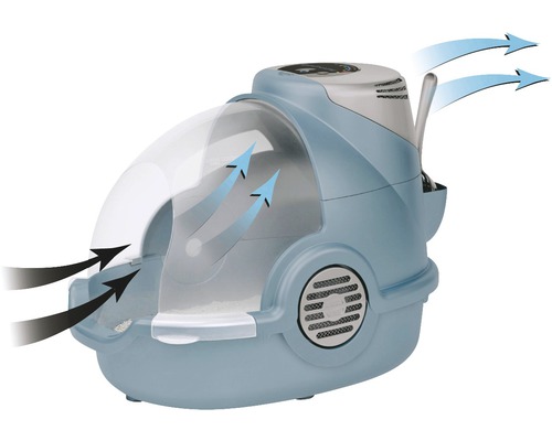 Bac à litière pour chat avec système de flux d''air pour réduire les odeurs