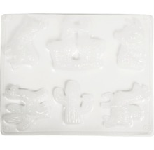 Eiswürfelform mit verschiedenen Motiven wie Krone, Kaktus und Tierfiguren
