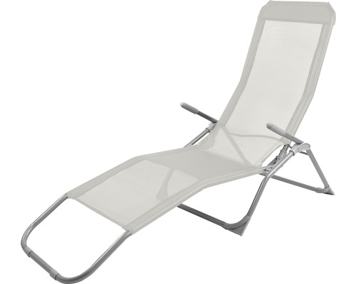 Chaise longue Garden Place Bella avec tissu textile rabattable gris argent