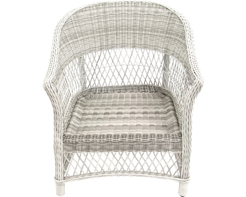 Fauteuil en rotin avec accoudoirs et coussin d''assise