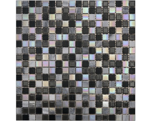 Glasmosaik Perlmut black grey 30x30 cm