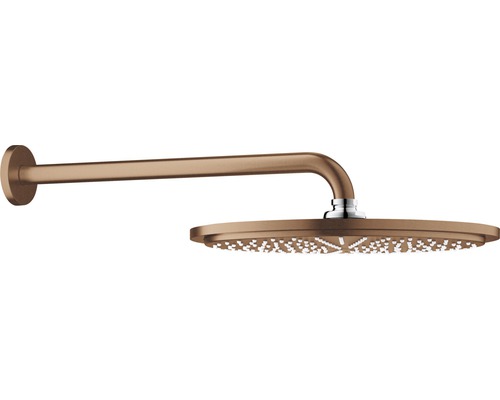 Ensemble pommeau de douche GROHE Rainshower Cosmopolitan 310 26066DL0 Ø 31  cm avec bras de douchette 38 cm warm sunset brossé - HORNBACH Luxembourg