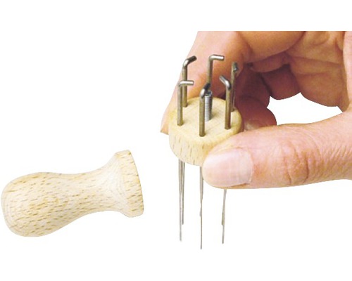 Outil d''aiguille à feutrer avec manche en bois et aiguilles en métal