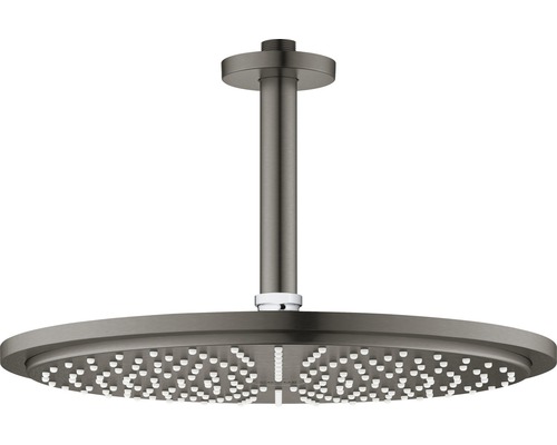 Ensemble pommeau de douche GROHE Rainshower Cosmopolitan 310 26067AL0 Ø 31 cm avec raccord au plafond 14,2 cm hard graphite brossé