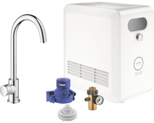 Robinet de cuisine avec fonction eau pétillante GROHE GROHE Blue Pro chrome 31302002