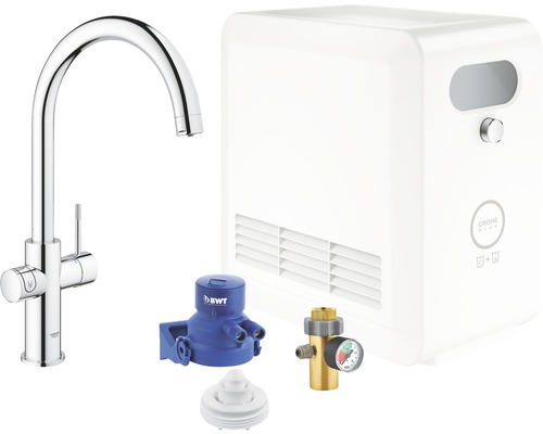 GROHE Küchenarmatur mit Sprudel GROHE BLUE PRO chrom 31323002