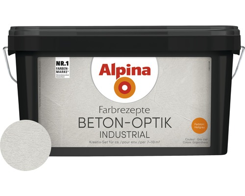 Peinture à effet Alpina Farbrezepte effet béton kit complet gris clair avec truelle Alpina