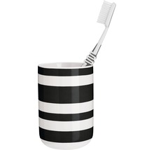 Gobelet à brosses à dents avec rayures horizontales et brosse à dents