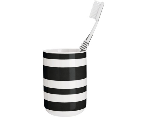 Gobelet à brosses à dents avec rayures horizontales et brosse à dents