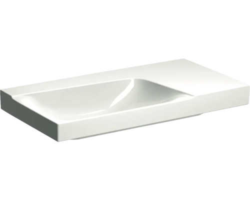 Lavabo GEBERIT Xeno² 90 cm tablette à droite blanc avec émail spécial KeraTect® sans trou de robinetterie 500534011