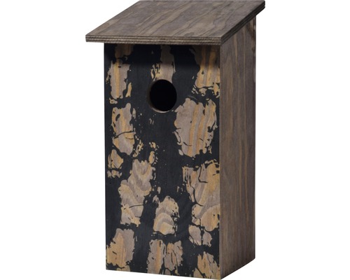 Nichoir aspect écorce Pinus sylvestris 15,5 x 14,5 x 30 cm Nichoir en bois avec trou d''entrée rond