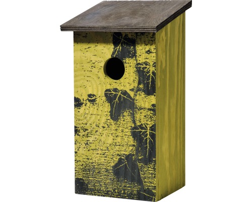 Nichoir aspect écorce Fagus sylvatica 15,5 x 14,5 x 30 cm Nichoir avec trou d''envol et motif de feuilles