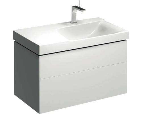 Meuble sous vasque GEBERIT Xeno² blanc haute brillance 2 coulisses avec amortisseur pour 90 cm gauche 500516011