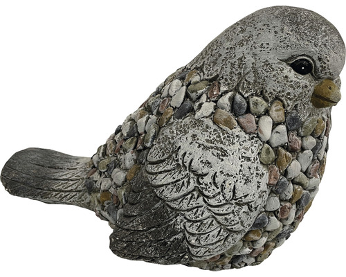 Sculpture de jardin figurine décorative Lafiora oiseau fibre de verre 27,5 x 19,5 x 23 cm gris