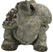 Sculpture de jardin figurine décorative Lafiora tortue fibre de verre 31 x 21 x 17 cm gris-thumb-1