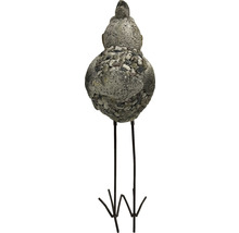 Figurine de jardin oiseau en pierre avec pieds en métal