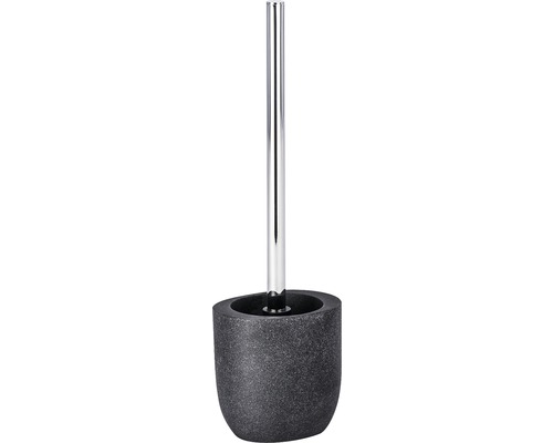 Brosse de toilette avec support en pierre et manche en métal