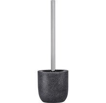 Ensemble brosse WC avec récipient gris pierre et manche argenté