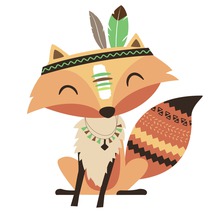 Illustration d''un renard avec une coiffe et un collier