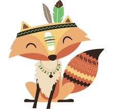 Illustration d''un renard stylisé avec une coiffe et un collier