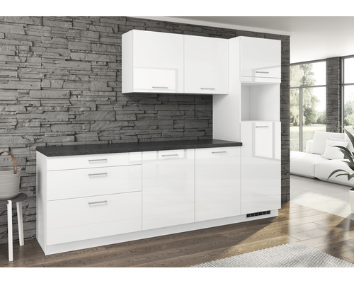 Küchenleerblock PICCANTE Solaro 270 cm Frontfarbe weiß hochglanz Korpusfarbe weiß 1784250,2