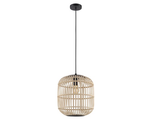 Hängelampe mit Lampenschirm aus hellem Holz