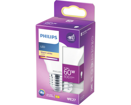 Lampe LED Philips 6,5 watts avec lumière blanc chaud dans sa boîte