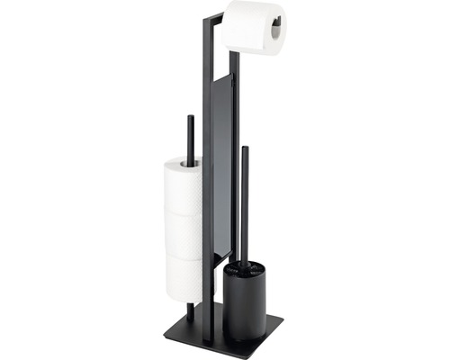 Porte-papier toilette avec brosse et dérouleur en métal