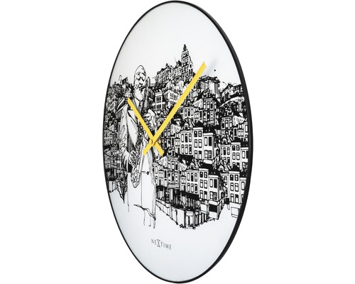 Horloge murale Nextime avec saxophoniste et motif urbain