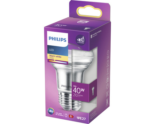 Philips LED Leuchtmittel mit E27 Sockel und warmweissem Licht in Verpackung