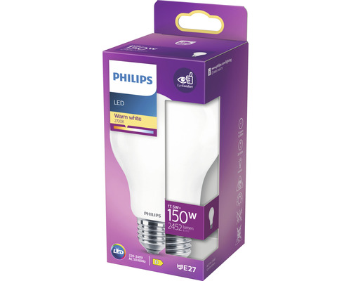 Ampoule LED Philips dans son emballage, blanc chaud, 17,5 watts, culot E27
