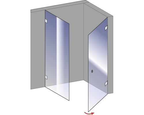 Cabine de douche à l''italienne avec porte pivotante en verre