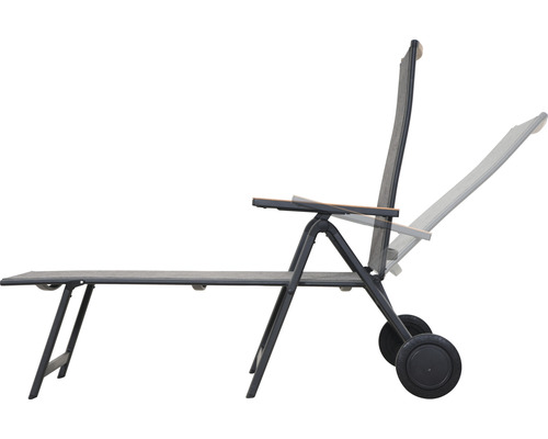 Chaise longue de jardin réglable avec roulettes