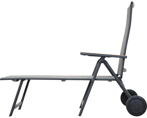 Chaise longue de jardin réglable avec roues pour l''extérieur