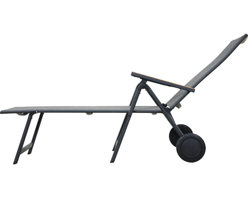 Chaise longue réglable avec roues pour le jardin